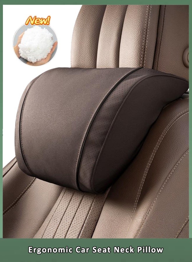 وسادة رقبة لمقعد السيارة، وسادة مسند رأس للسيارة، وسادة مسند رأس لتخفيف آلام الرقبة وتوتر العضلات، وسادة رأس داعمة للرقبة بتصميم مريح لتخفيف إرهاق القيادة، ملحقات داخلية للسيارات (بني) - Image 1